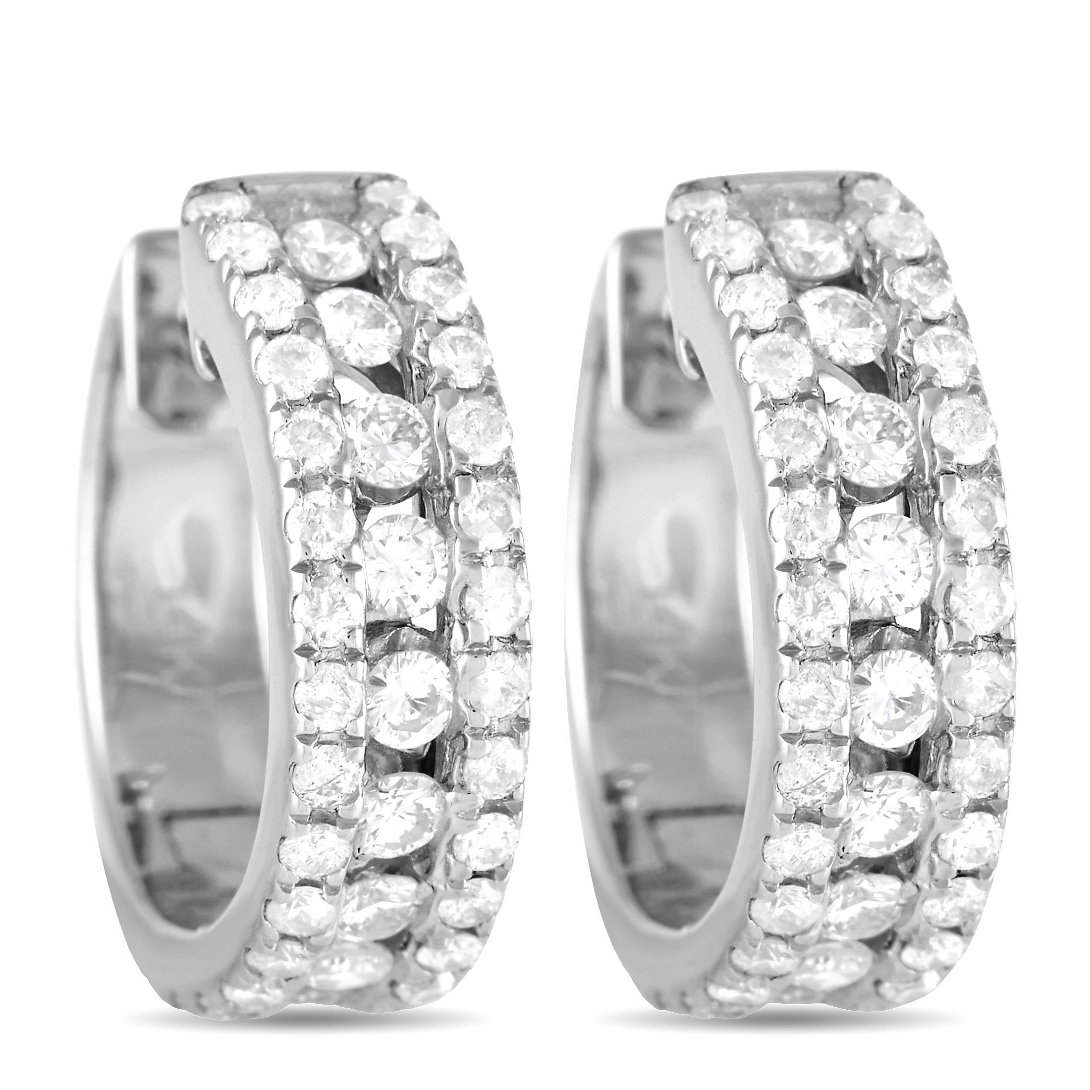 Lb Exclusive 14k Rose Gold 1.0 Carat Diamond Hoop Earrings In New Condition For Sale In Southampton, PA