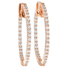 Lb Exclusive 14k Rose Gold 1.0 Carat Diamonds Inside-Out Hoop Earrings