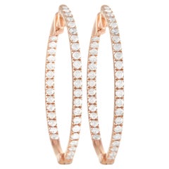 LB Exclusive 14K Rose Gold 1.00 ct Diamond Inside-Out Hoop Earrings