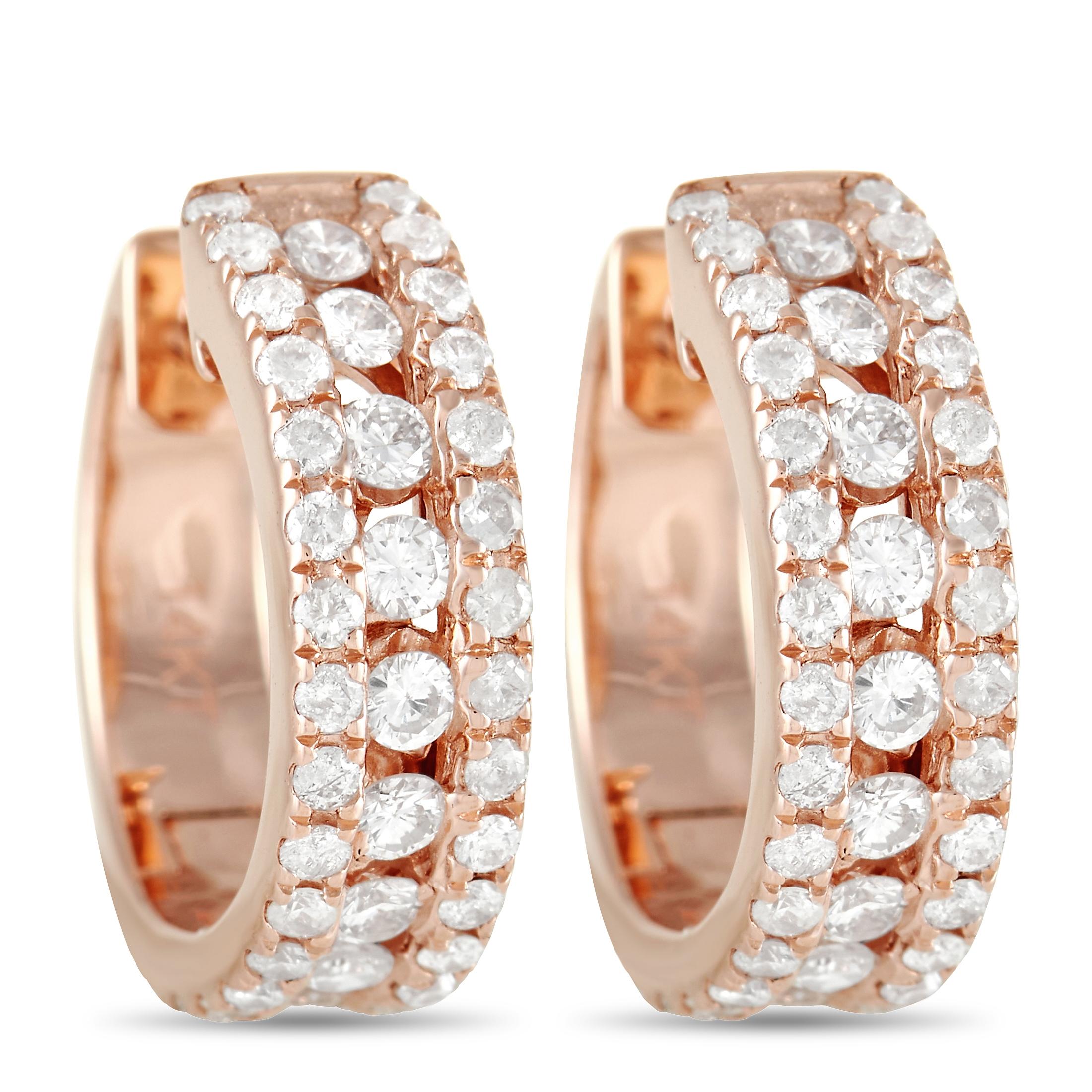 LB Exklusive 14K Roségold-Ohrringe mit 1,0 Karat Diamanten im Zustand „Neu“ im Angebot in Southampton, PA