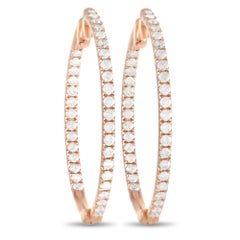 LB Exclusive Pendientes de aro de diamantes de 1,0 ct en oro rosa de 14 quilates
