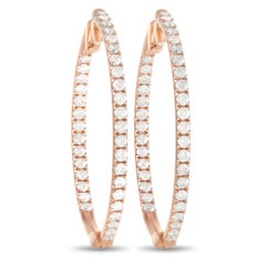 LB Exclusive 14k Rose Gold 1.0 Carat Diamond Hoop Earrings