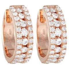 Lb Exclusive 14k Rose Gold 1.0 Carat Diamond Hoop Earrings