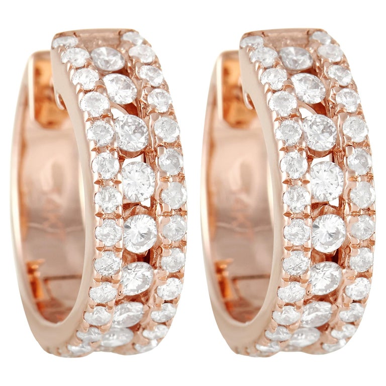 9ct Rose Gold 0.15ct Diamond Hoop Earrings