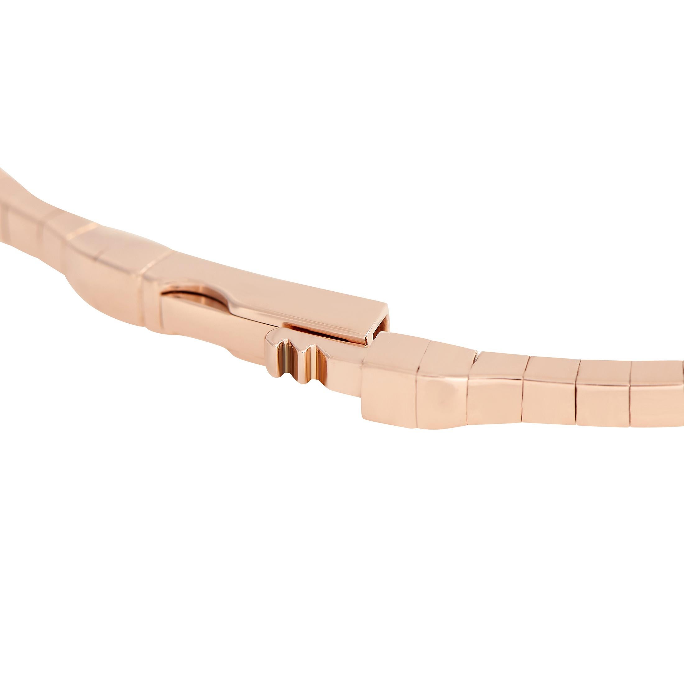 Round Cut LB Exclusive 14K Rose Gold 1.18ct Diamond Flexible Half Eternity Bracelet