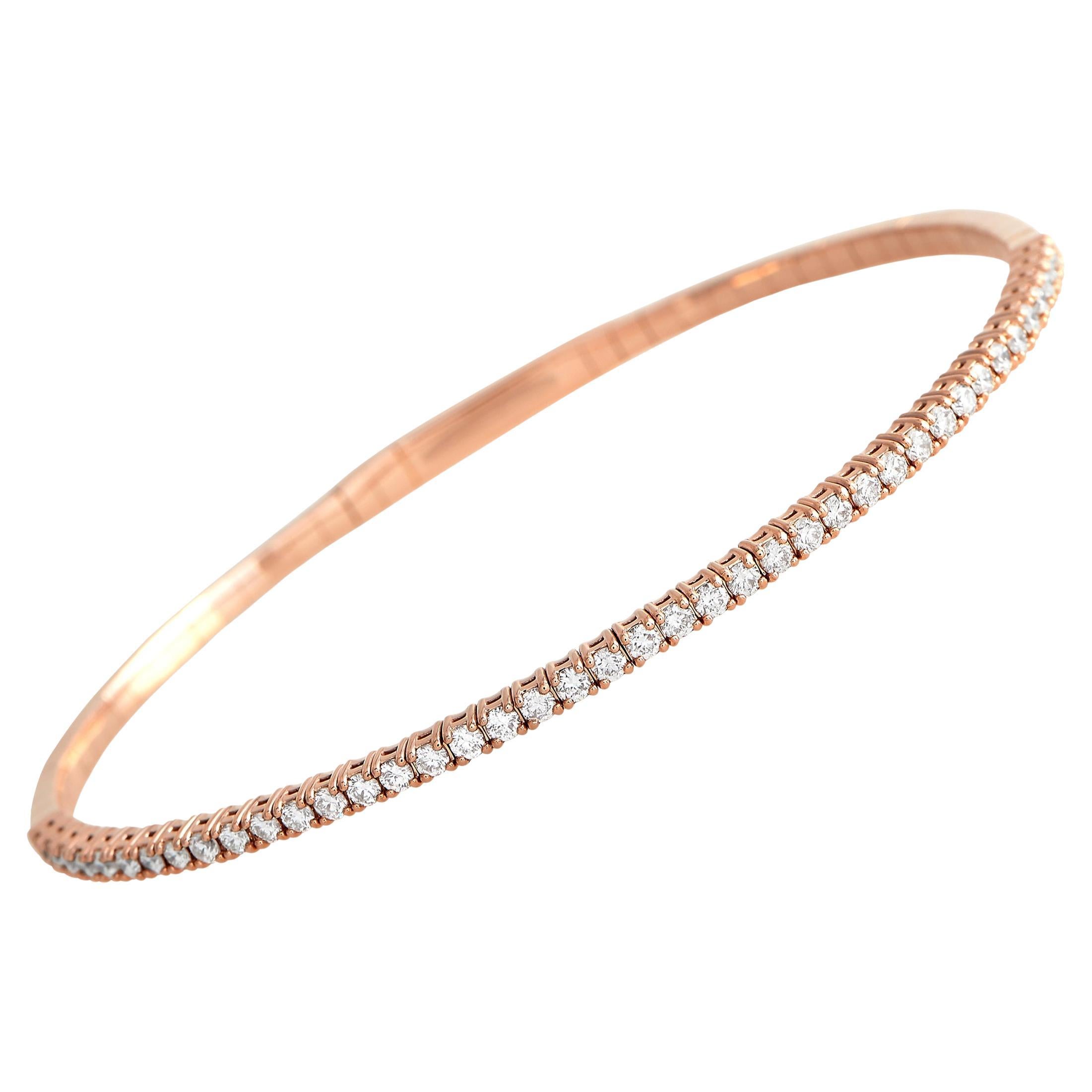 LB Exclusive 14K Rose Gold 1.18ct Diamond Flexible Half Eternity Bracelet