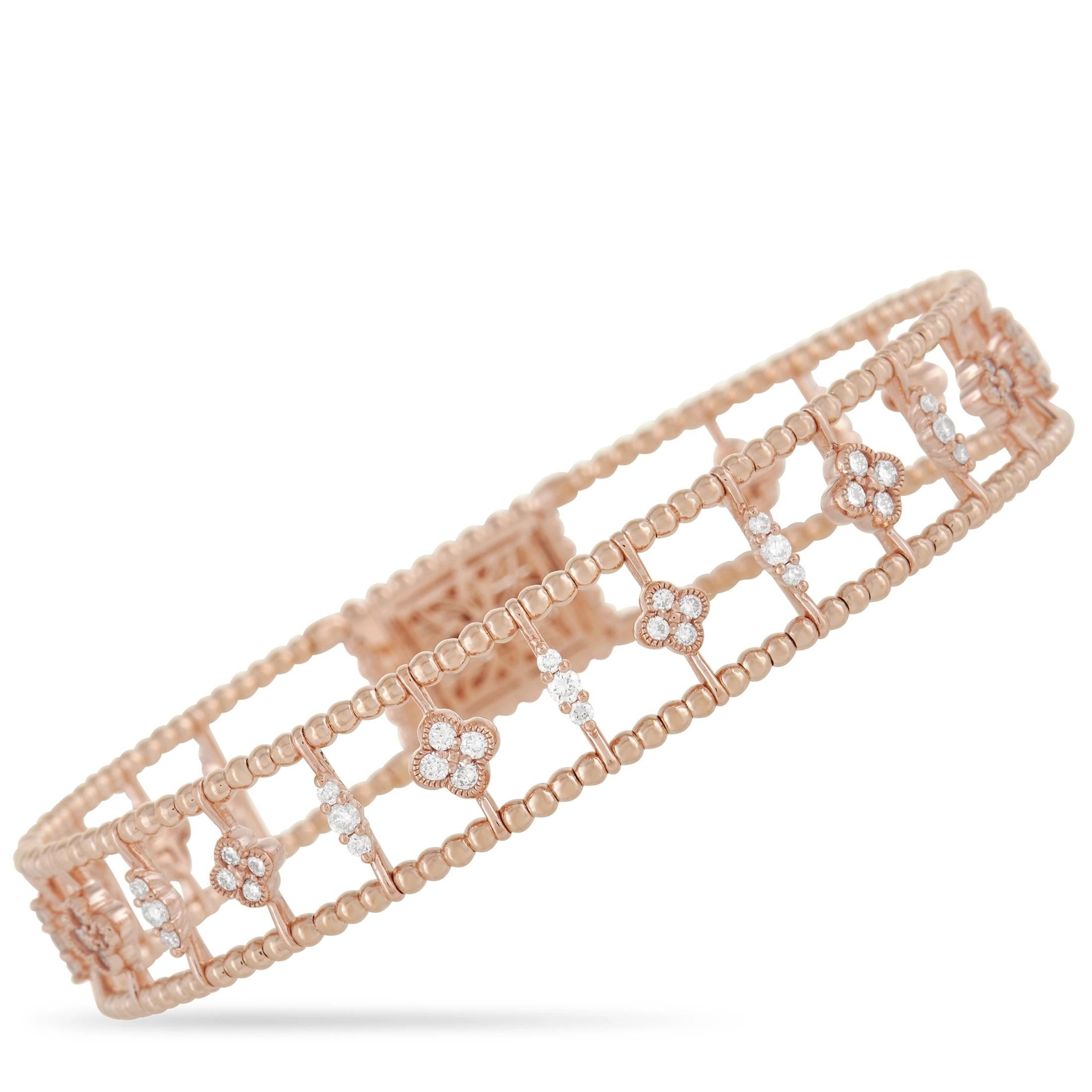 LB Exclusive 14K Rose Gold 1.22 ct Diamond Bracelet In New Condition In Southampton, PA