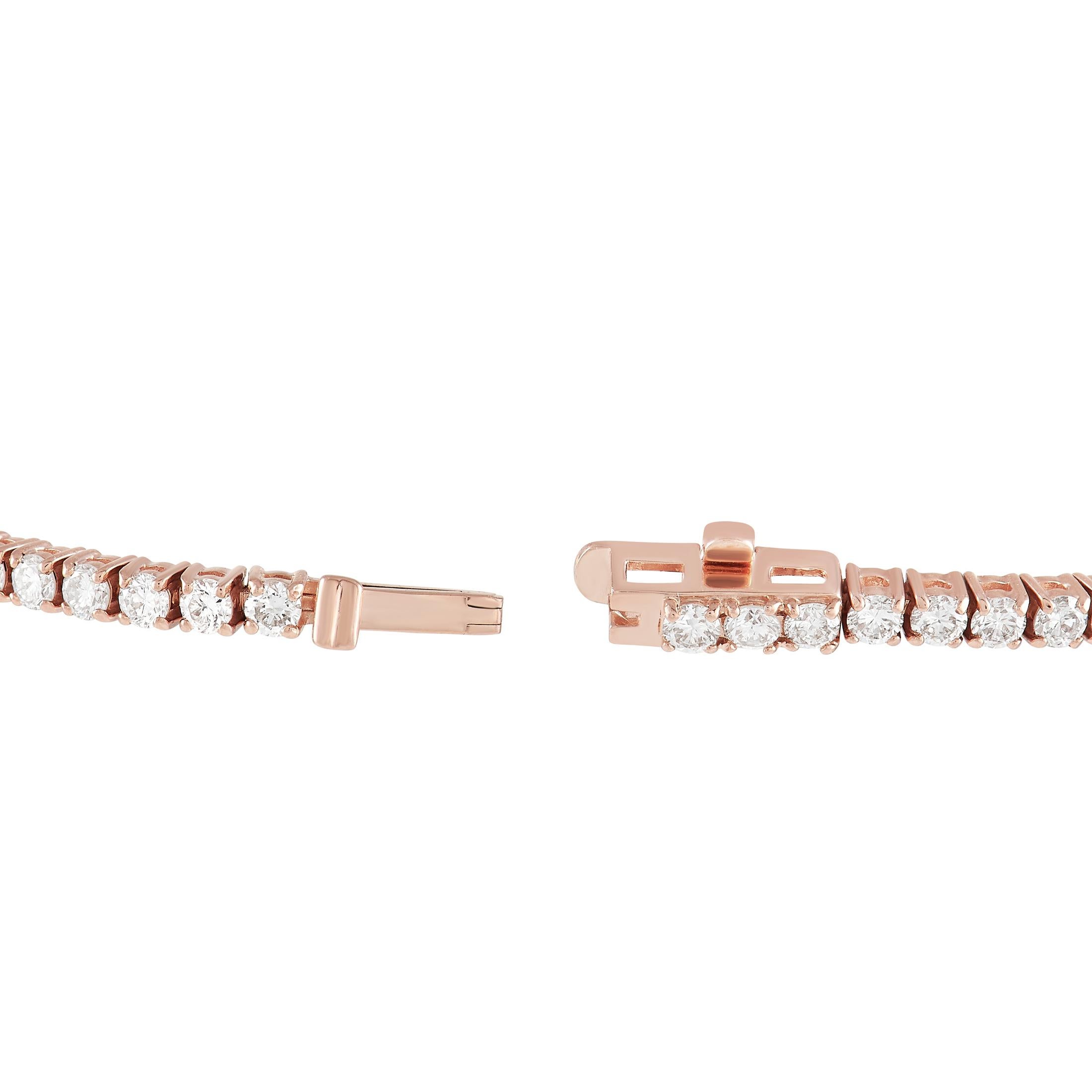 LB Exclusive 14K Rose Gold 1.86 Ct Diamond Tennis Bracelet In New Condition In Southampton, PA