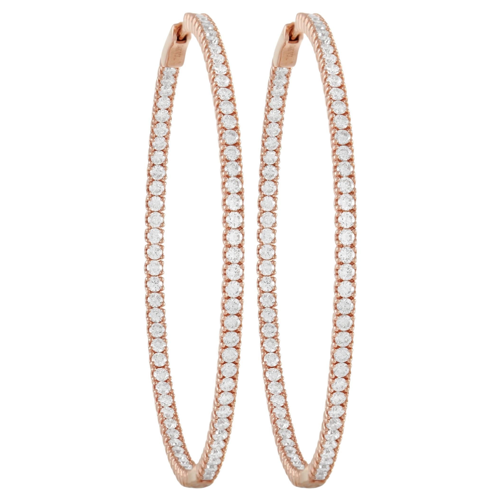LB Exclusive 14K Rose Gold 4.14 Ct Diamond Hoop Earrings