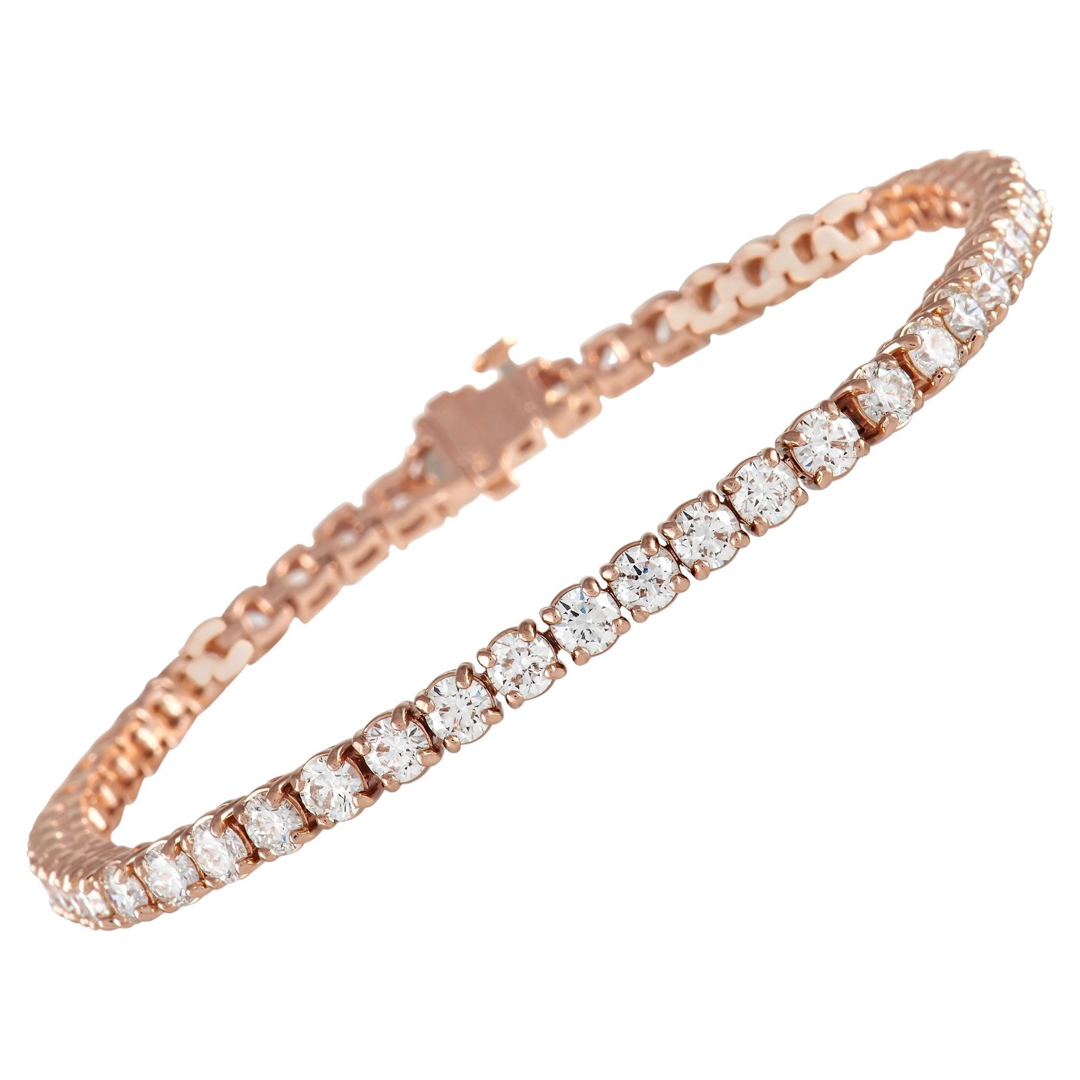 8.08 Carat Diamond 18 Karat Solid Rose Gold Bracelet For Sale at