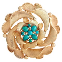 LB Exclusive 14K Rose Gold Turquoise Brooch