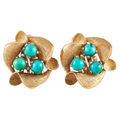 LB Exclusive 14K Rose Gold Turquoise Clip-On Earrings