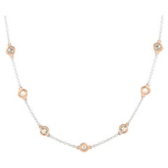 LB Exclusive 14K White and Rose Gold 3.04ct Diamond Station Necklace