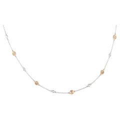 LB Exclusive Collier station en or blanc et rose 14 carats avec diamants 3,23 carats