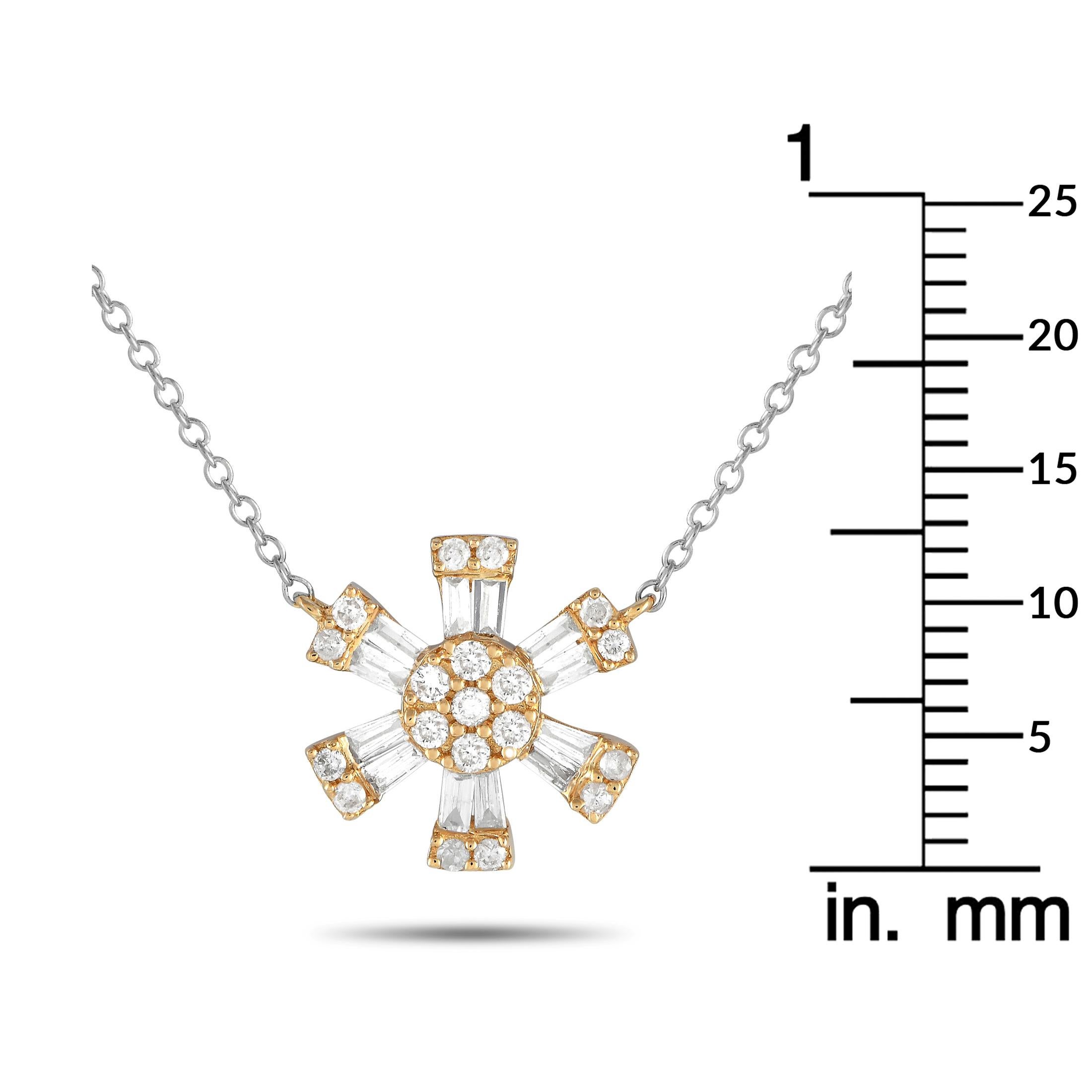 Mixed Cut LB Exclusive 14K White and Yellow Gold 0.25ct Diamond Necklace For Sale