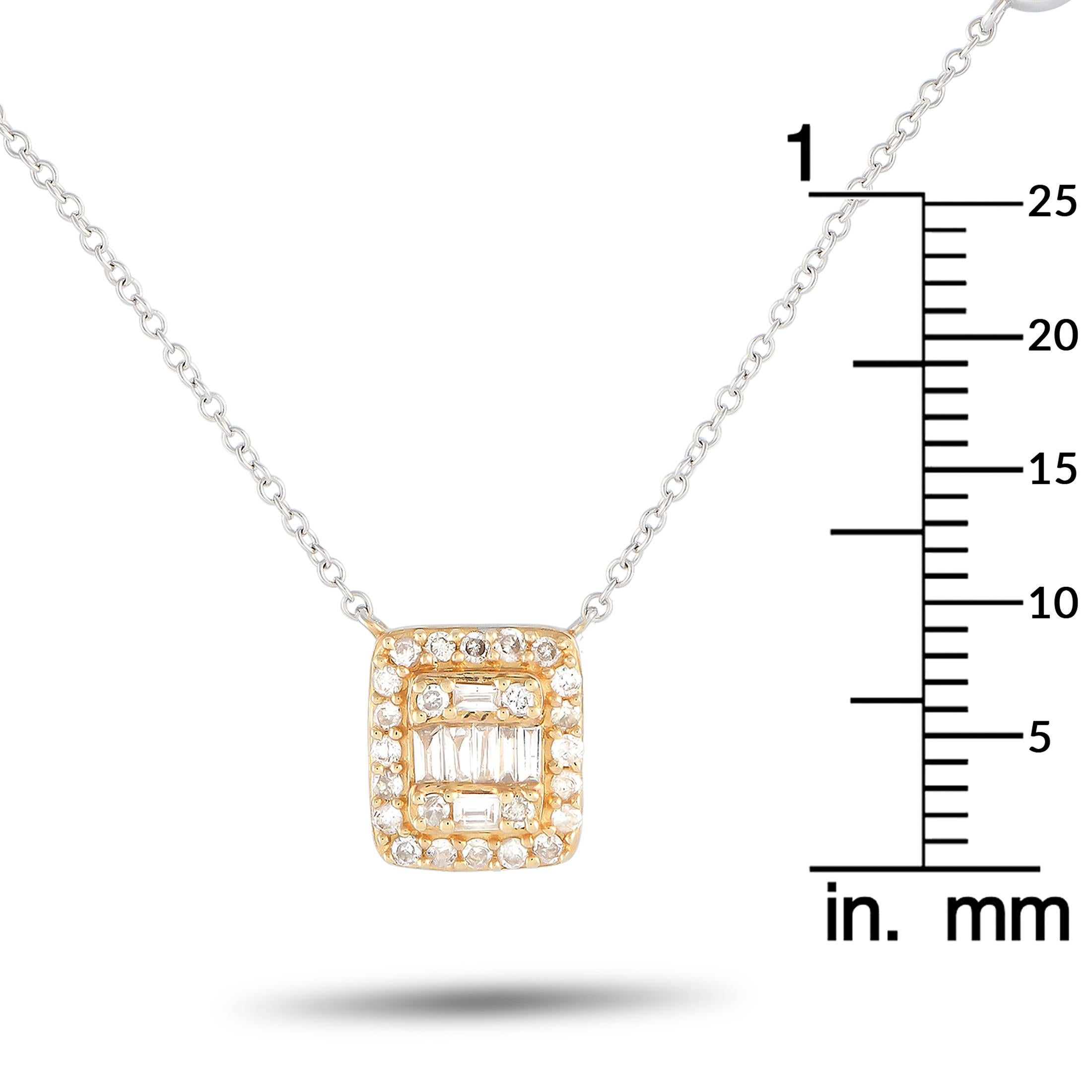Mixed Cut LB Exclusive 14K White and Yellow Gold 0.35ct Diamond Necklace PN14815
