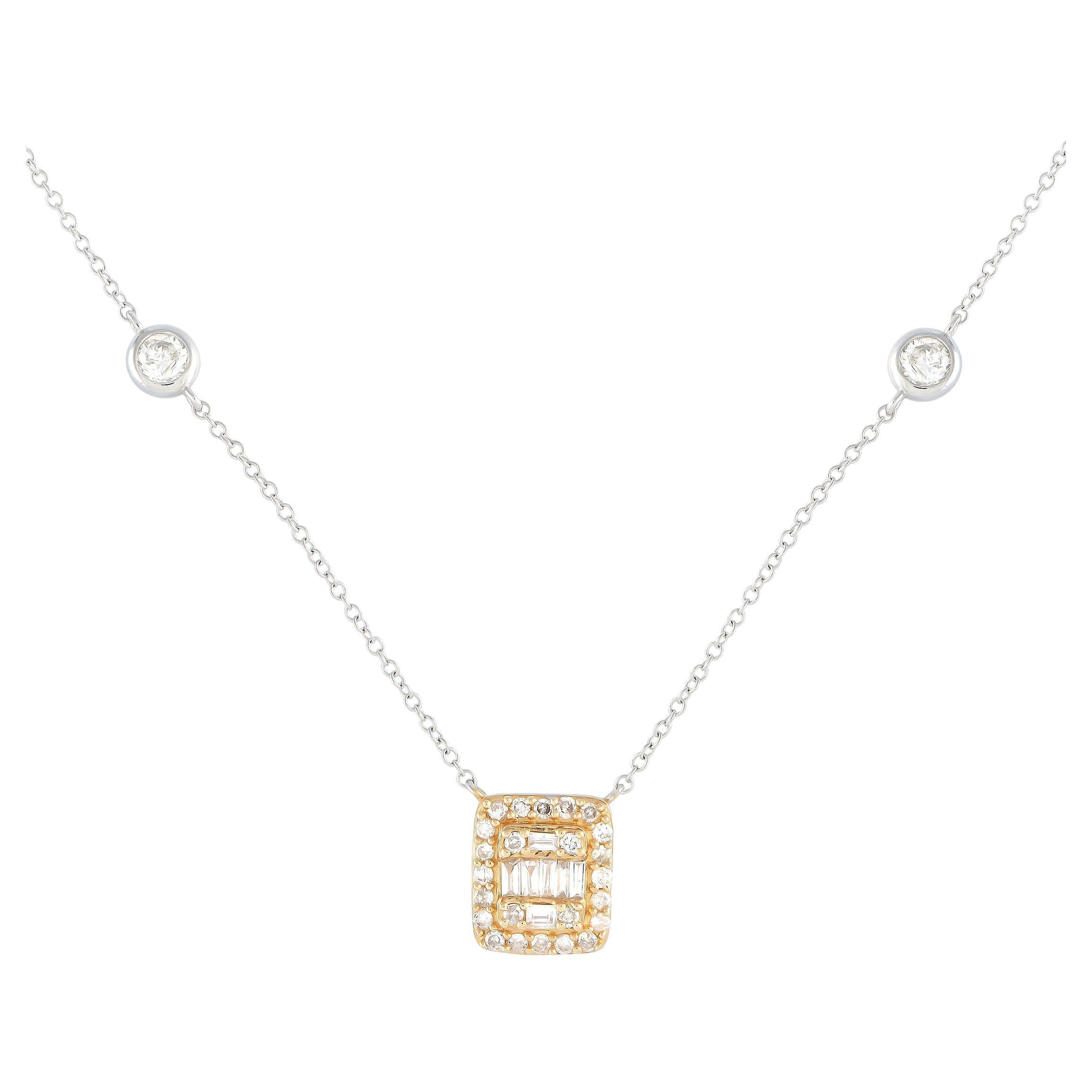 LB Exclusive 14K White and Yellow Gold 0.35ct Diamond Necklace PN14815