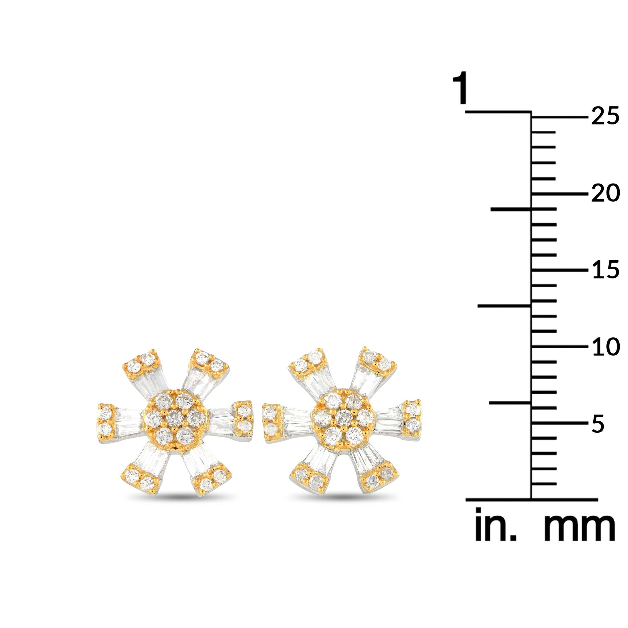 LB Exclusive 14K Weiß- und Gelbgold 0,43ct Diamant-Ohrringe (Gemischter Schliff) im Angebot