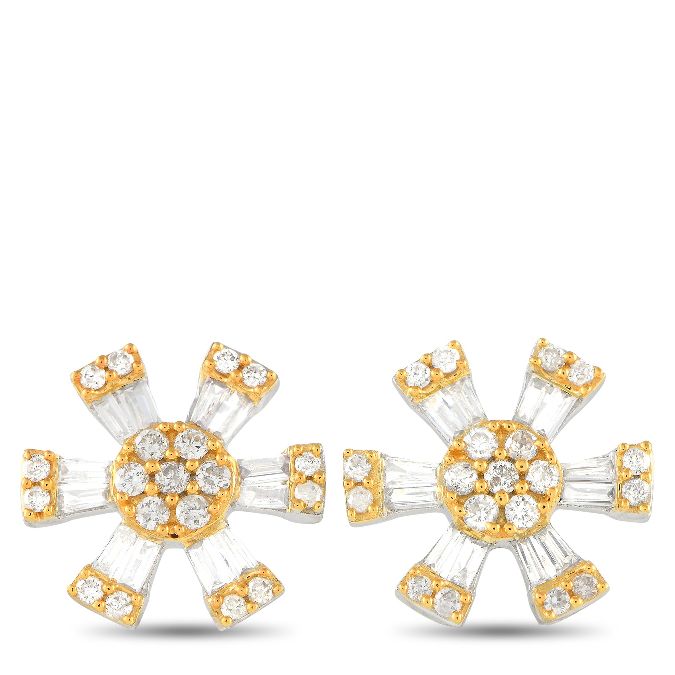 LB Exclusive 14K White and Yellow Gold 0.43ct Diamond Earrings In New Condition In Southampton, PA