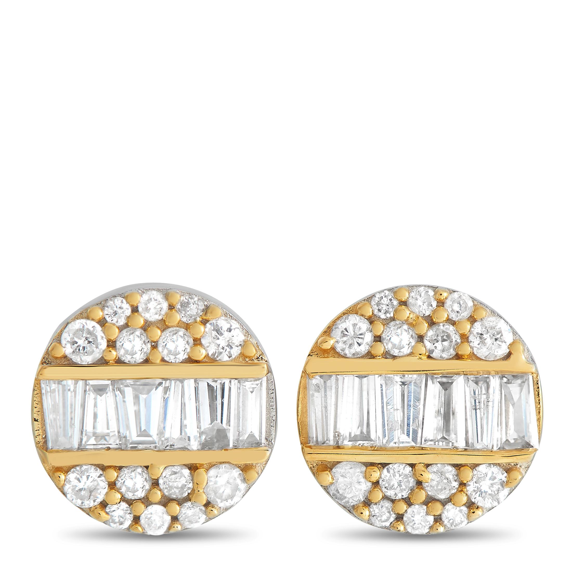 LB Exclusive 14K White and Yellow Gold 0.44ct Diamond Earrings In New Condition For Sale In Southampton, PA