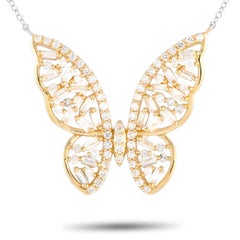 LB Exclusive 14K White and Yellow Gold 0.65ct Diamond Butterfly Necklace