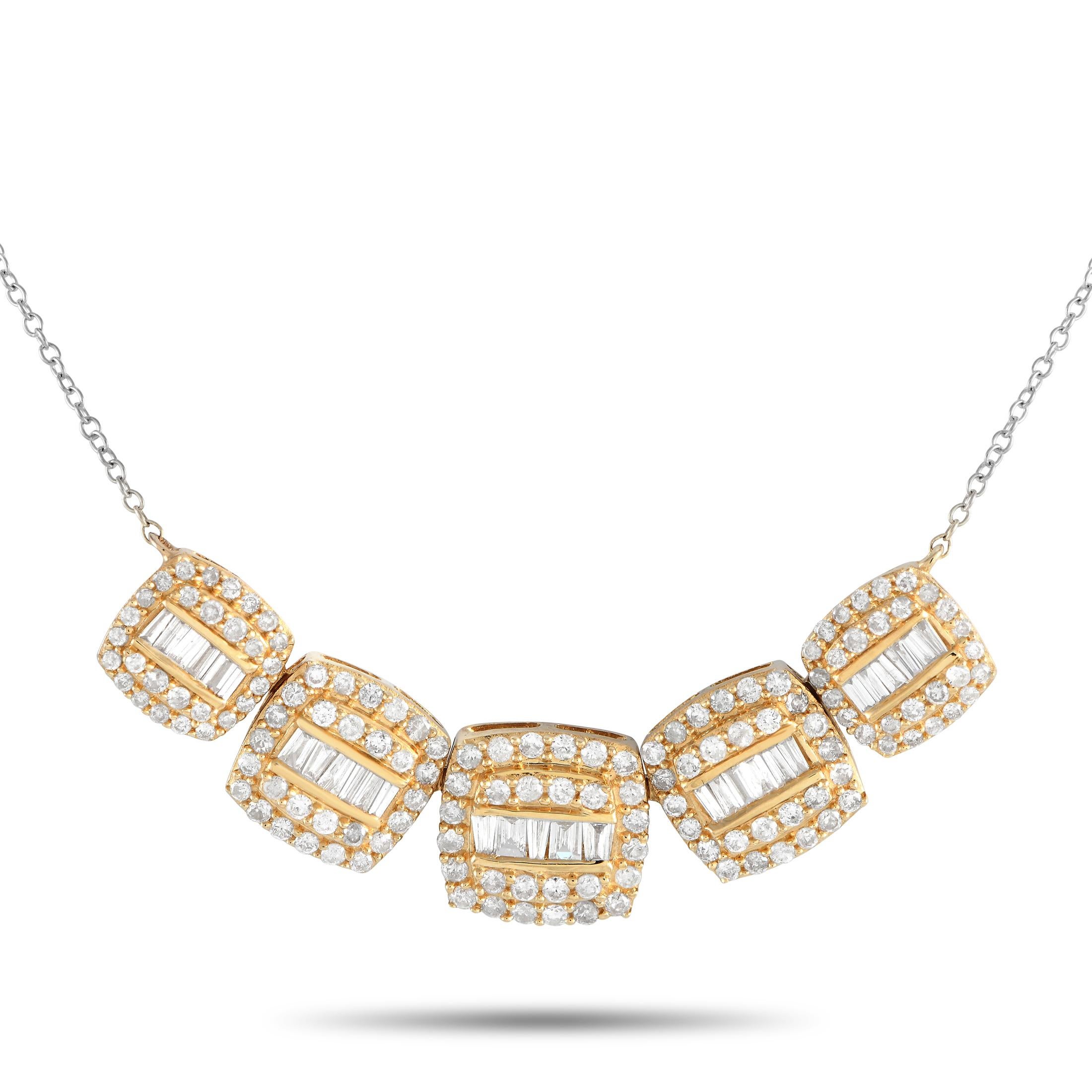 LB Exclusive 14K White and Yellow Gold 0.92ct Diamond Necklace In New Condition In Southampton, PA