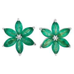 LB Exclusive 14K White Gold 0.01ct Diamond Flower Earrings ER4-15657WEM