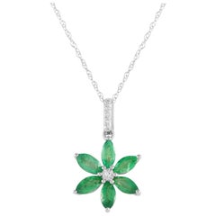 LB Exclusive 14K Weißgold 0,01ct Diamant Blume Halskette PD4-16241WEM