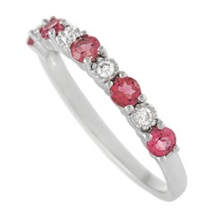 LB Exclusive 14K White Gold 0.03 Ct Diamond and 0.64 Ct Pink Sapphire Ring