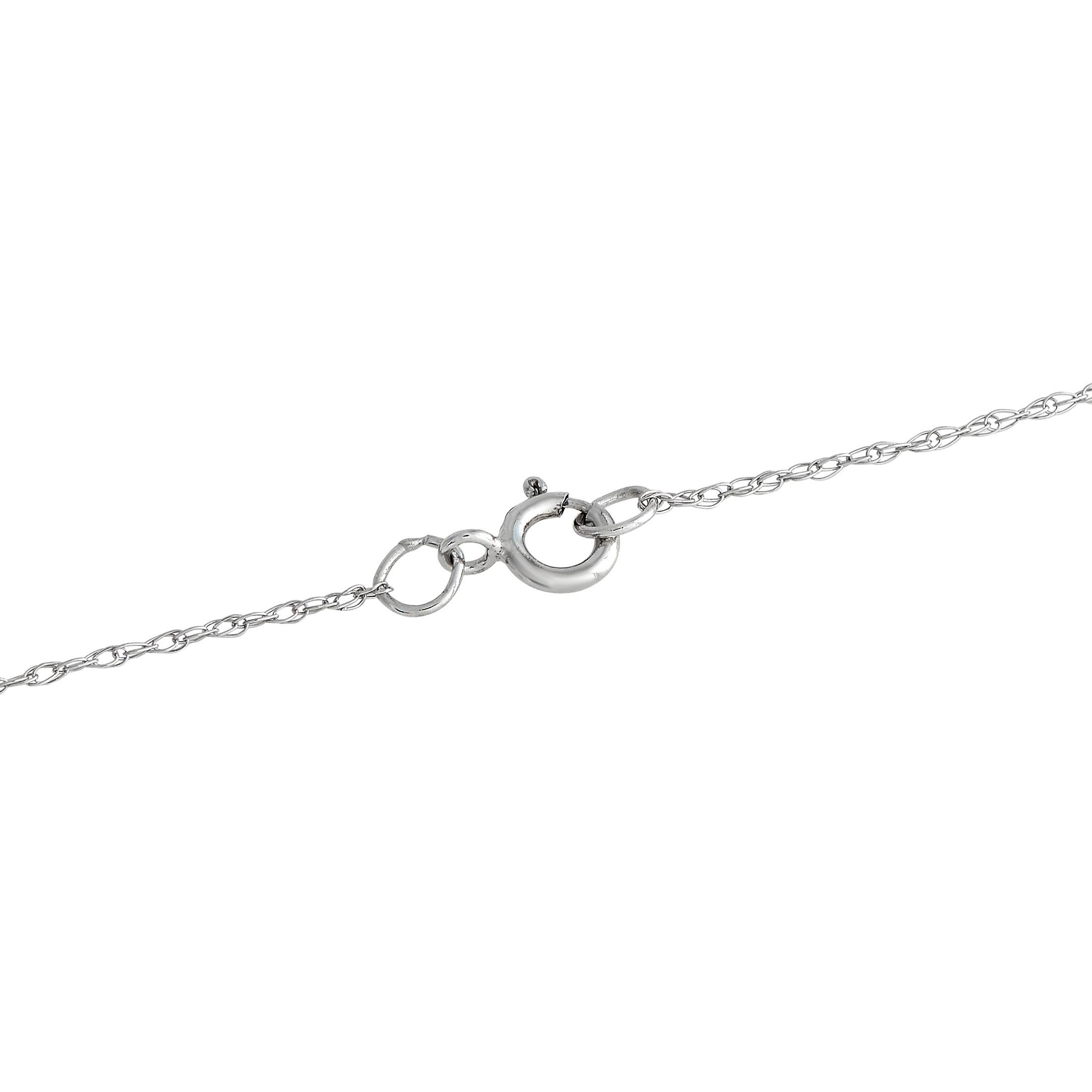Mixed Cut LB Exclusive 14K White Gold 0.03 ct Diamond and Amethyst Pendant Necklace For Sale