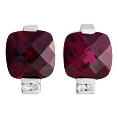 LB Exclusive 14K White Gold 0.04 Ct Diamond and Rubellite Earrings