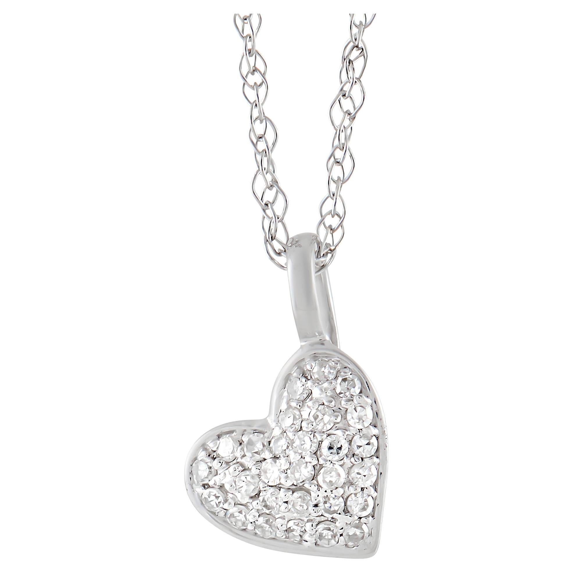 LB Exclusive 14K White Gold 0.06 Ct Diamond Heart Pendant Necklace