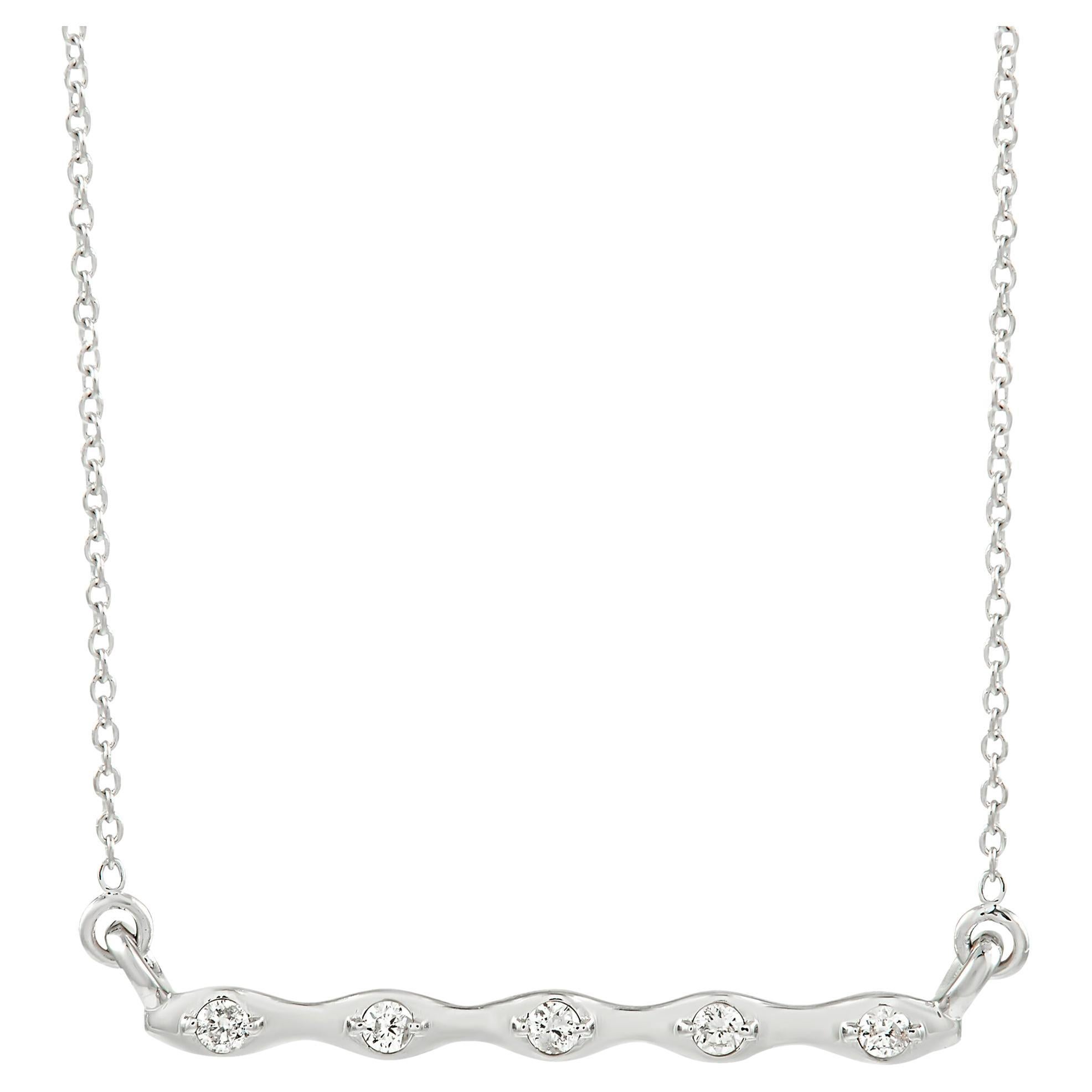 LB Exclusive 14K White Gold 0.06 Ct Diamond Necklace For Sale