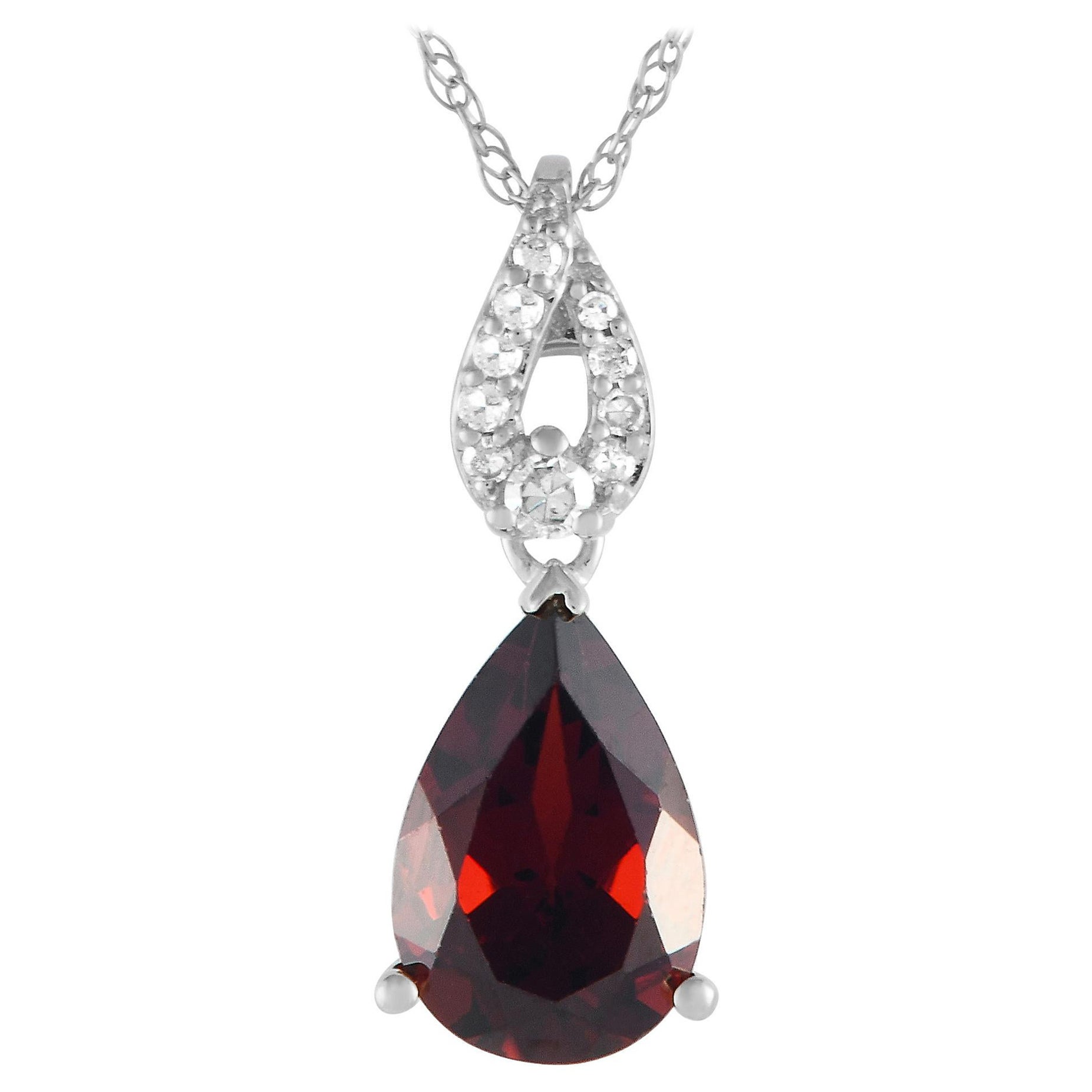 LB Exclusive Collana in oro bianco 14K con diamanti e granati da 0,06 carati PD4-16184WGA