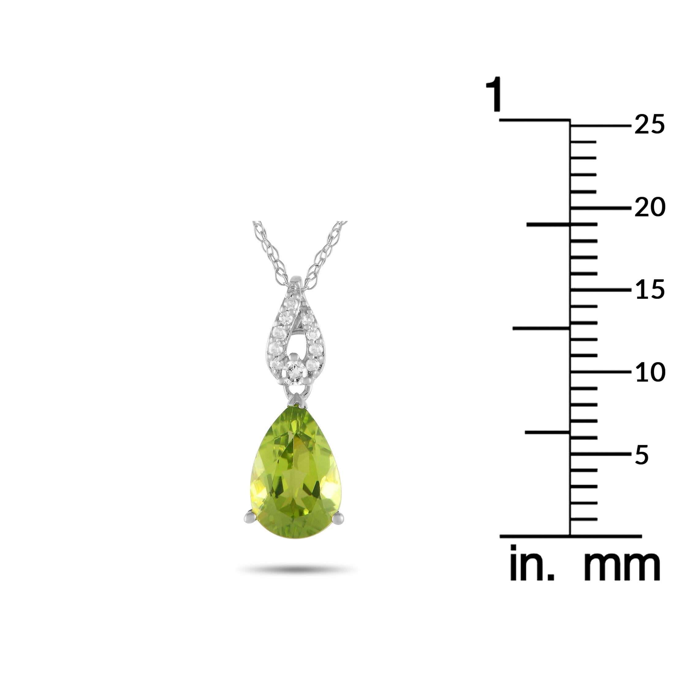 LB Exclusive 14K White Gold 0.06ct Diamond & Peridot Necklace PD4-16184WPE In New Condition For Sale In Southampton, PA