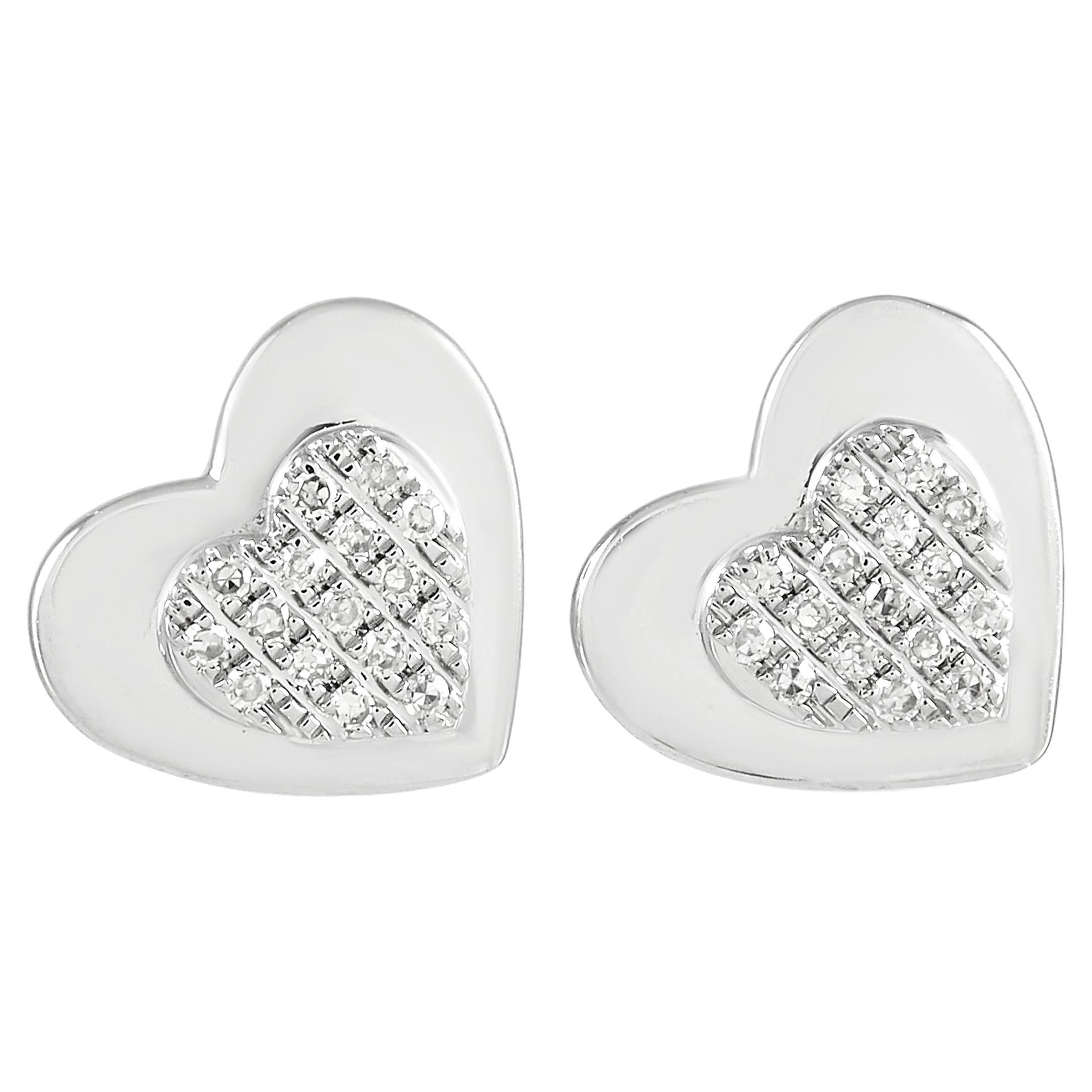 0.10 ct  Genuine Diamonds 14K Solid White Gold   Beautiful Pair Stud Earrings