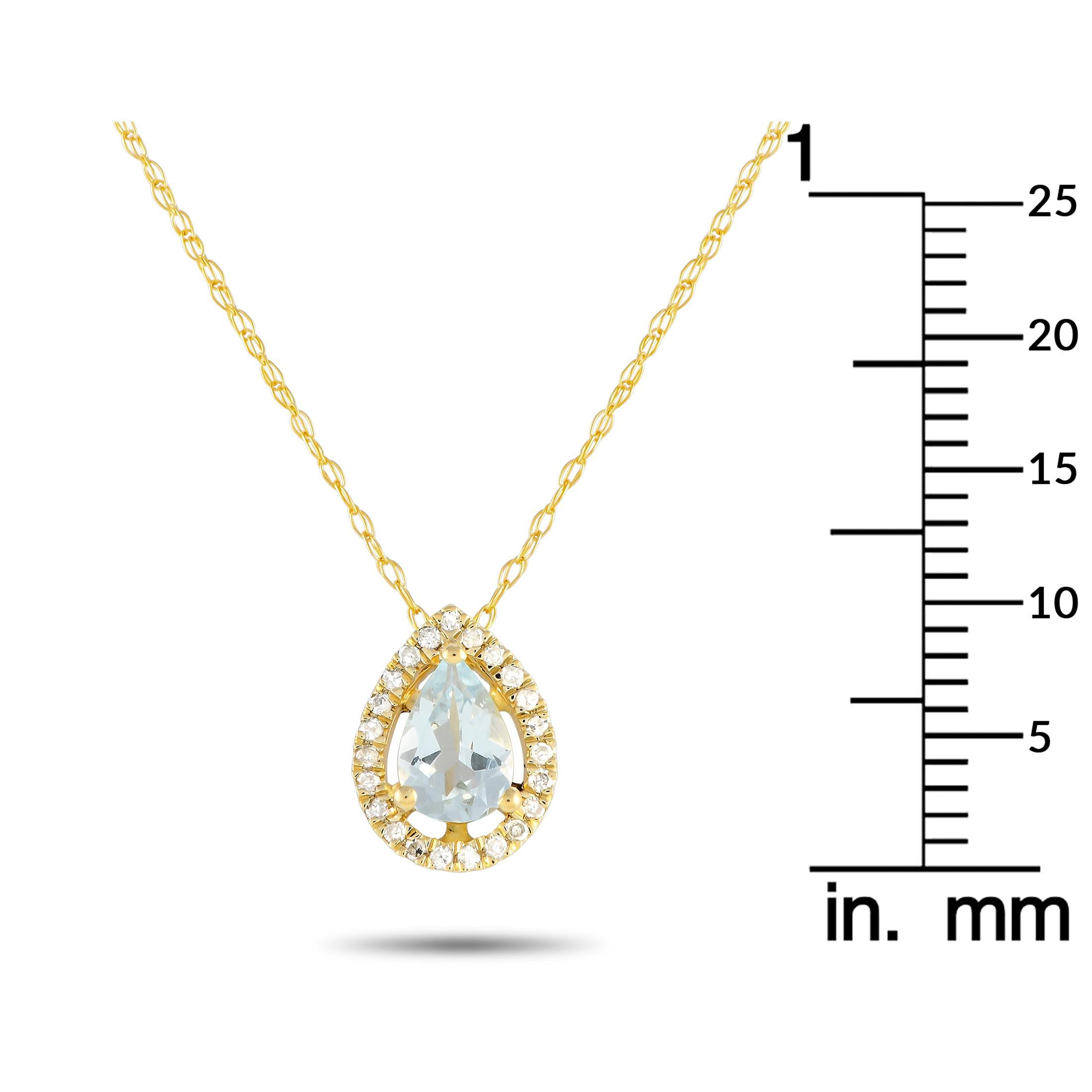 LB Exclusive 14K White Gold 0.07ct Diamond & Aquamarine Necklace PD4-15949YAQ In New Condition In Southampton, PA