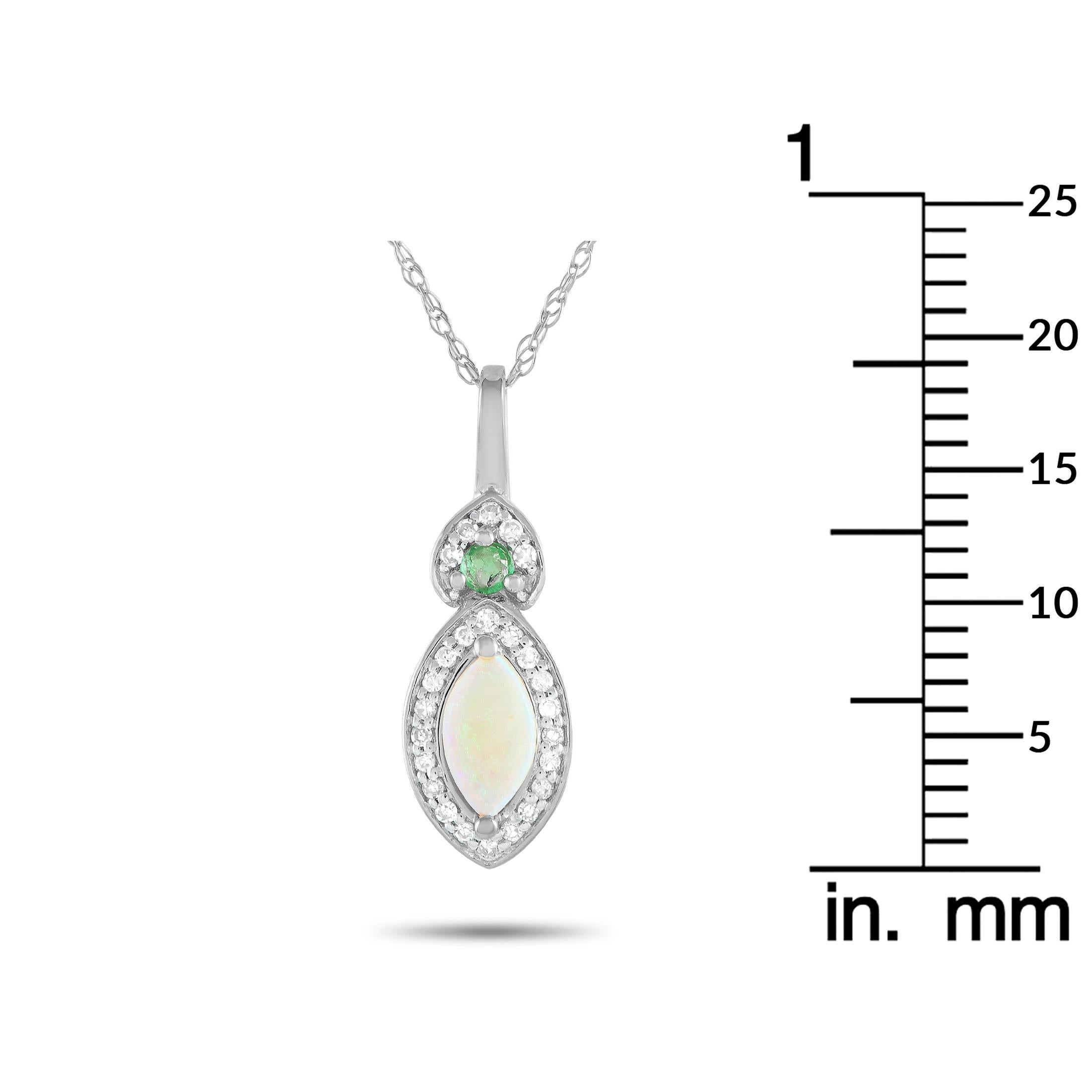 LB Exclusive 14K White Gold 0.07ct Diamond Pendant Necklace PD4-16299WOPEM In New Condition For Sale In Southampton, PA