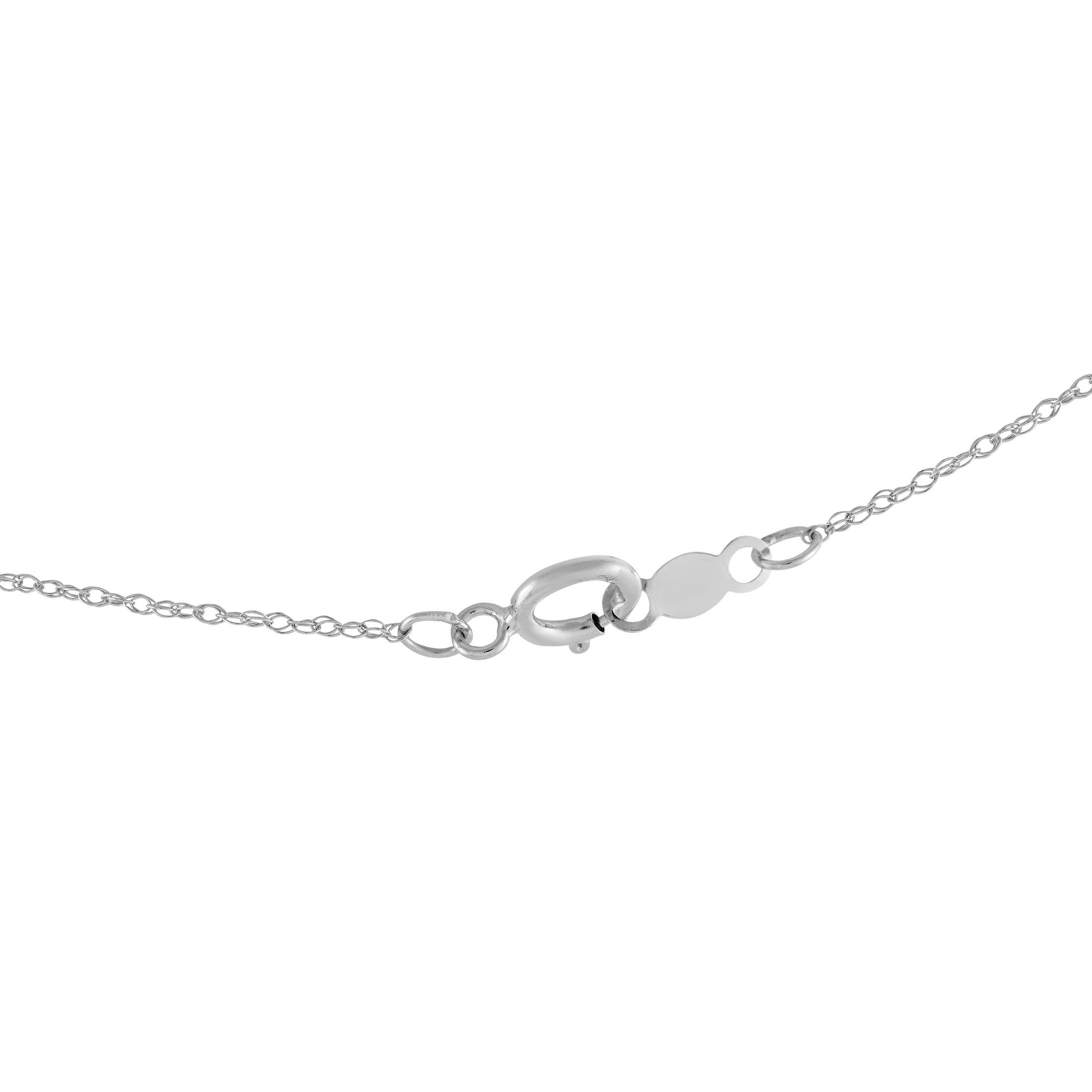 Taille ronde LB Exclusive Collier poire PD4-15556WPE en or blanc 14 carats avec diamants 0,07 carat et péridots en vente
