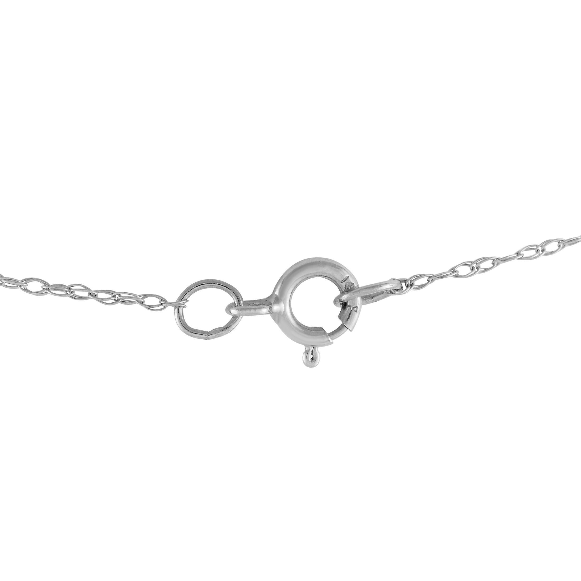 Round Cut LB Exclusive 14K White Gold 0.07ct Diamond & Topaz Pear Necklace PD4-15556-WBT