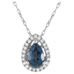 LB Exclusive 14K White Gold 0.07ct Diamond 
Topaz Pear Necklace PD4-15556-WBT