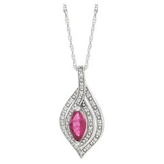 LB Exclusive 14K White Gold 0.08 Ct Diamond and Ruby Necklace