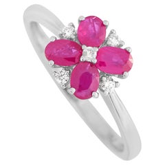 LB Exclusive 14K White Gold 0.08 ct Diamond and Ruby Ring