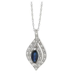 LB Exclusive 14K White Gold 0.08 Ct Diamond and Sapphire Necklace