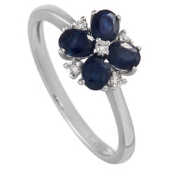 LB Exclusive 14K White Gold 0.08 ct Diamond and Sapphire Ring