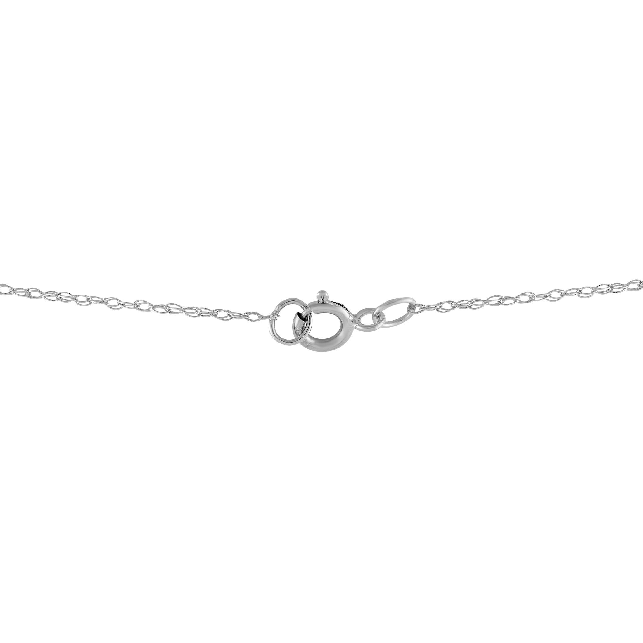 Taglio rotondo LB Exclusive 14K White Gold 0.09ct Diamond Pendant Necklace in vendita