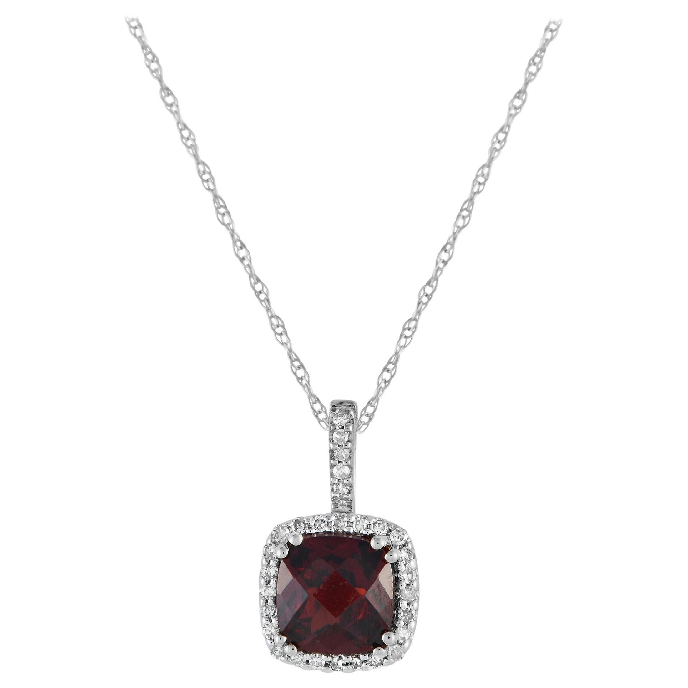 LB Exclusive 14K White Gold 0.09ct Diamond Pendant Necklace