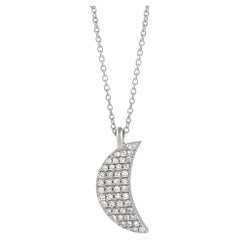 LB Exclusive 14K White Gold 0.10 ct Diamond Half Moon Necklace