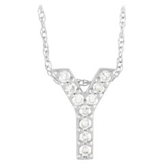 LB Exclusive 14K White Gold 0.10 Ct Diamond Inital 
Y
 Necklace