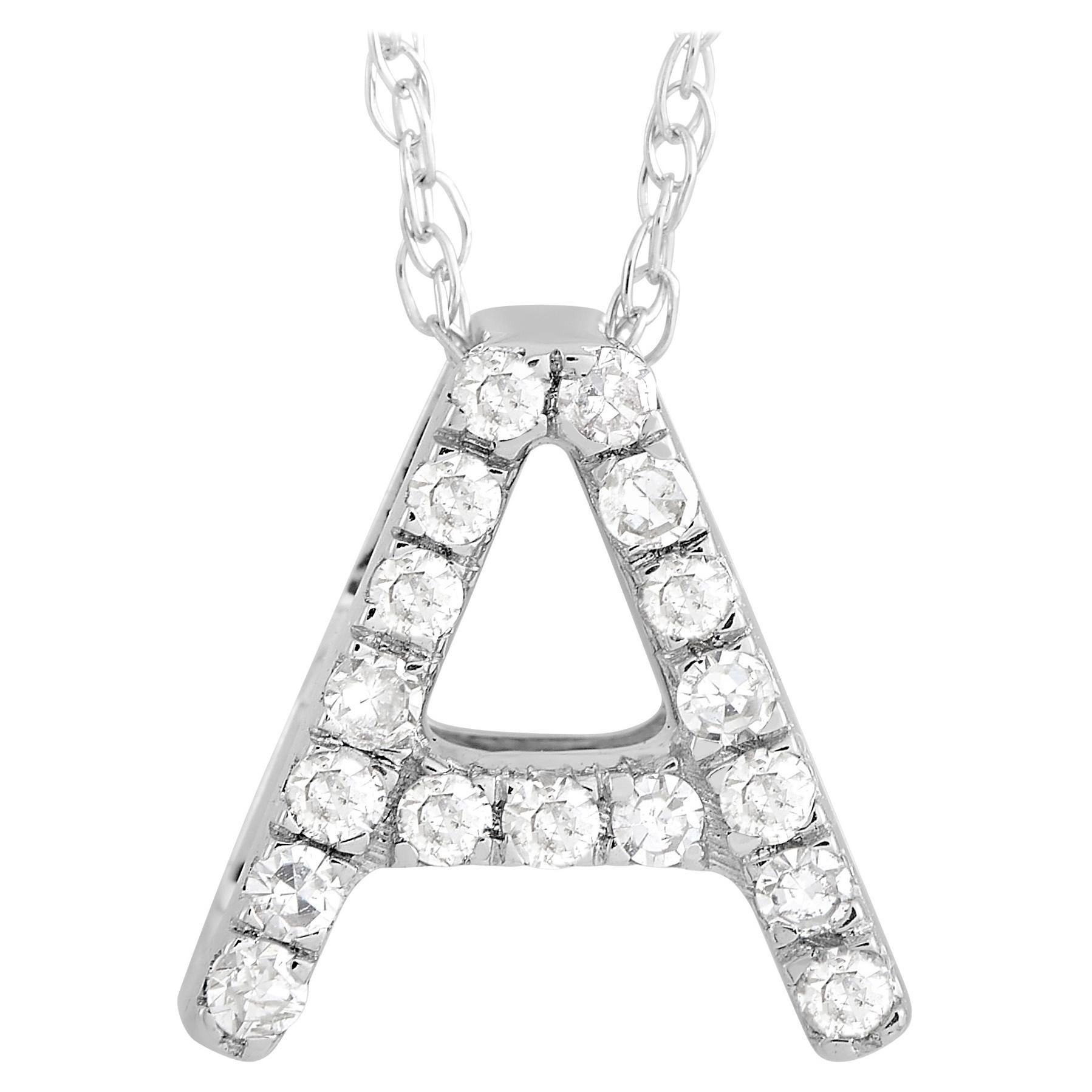 LB Exclusive 14K White Gold 0.10 Ct Diamond Initial ‘A’ Necklace